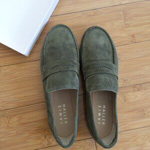 Jamie Haller Penny Loafer in Olive Suede EU 37